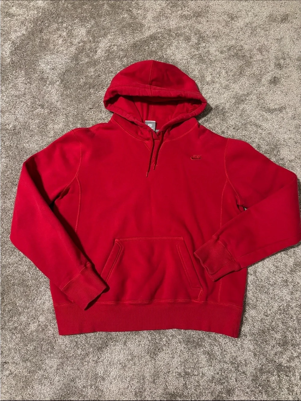 Nike Red Pullover Hoodie with Hood and Kangaroo Pocket